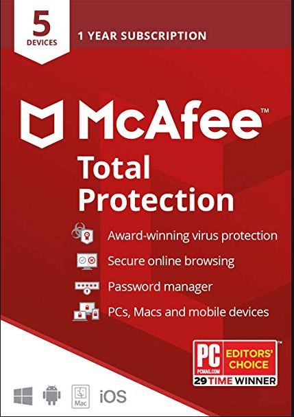 Mcafee Total Protection 5 Devices 1 Year Global